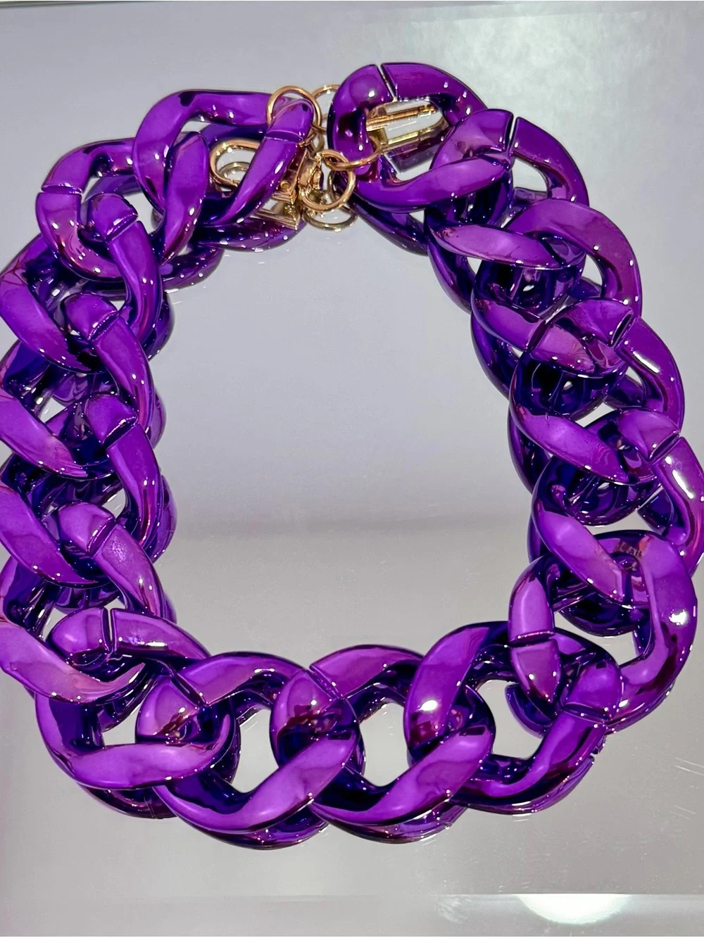 New Acrylic Metallic Purple Bag Chain 18 inches